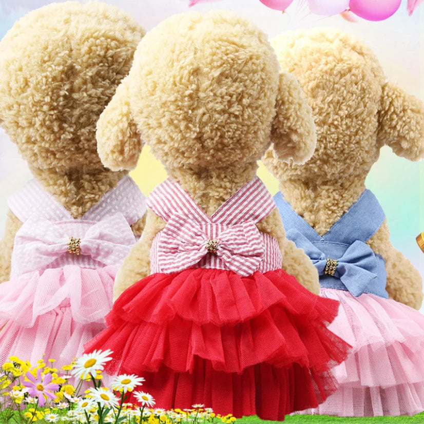 Puppy Summer Clothes Dog Dress Small Dog Clothes Tutu Skirt Princess Wedding Evening Dress Cat Outfit Girl Dog Clothes