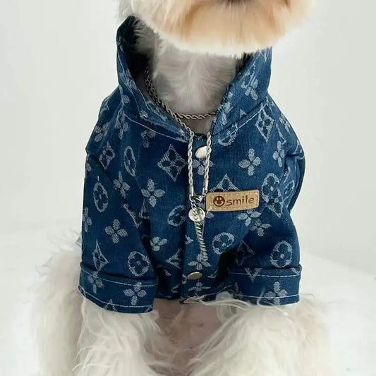 Pet Denim Shirt Teddy Bichon Pomeranian Wearable Dog Clothes Spring and Autumn Pet Clothing for Small and Medium-sized Dogs Link